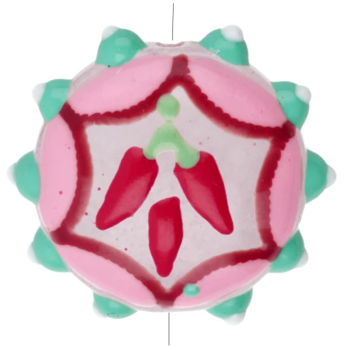 Perla rotonda piatta in vetro 20 mm - Pepe - Verde acqua - Rosa - Rosso x1