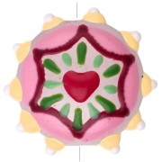 Perla rotonda in vetro appiattito 20 mm - Cuore - Rosa - Giallo - Rosso x1