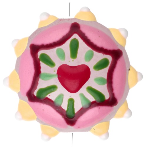 Perla rotonda in vetro appiattito 20 mm - Cuore - Rosa - Giallo - Rosso x1