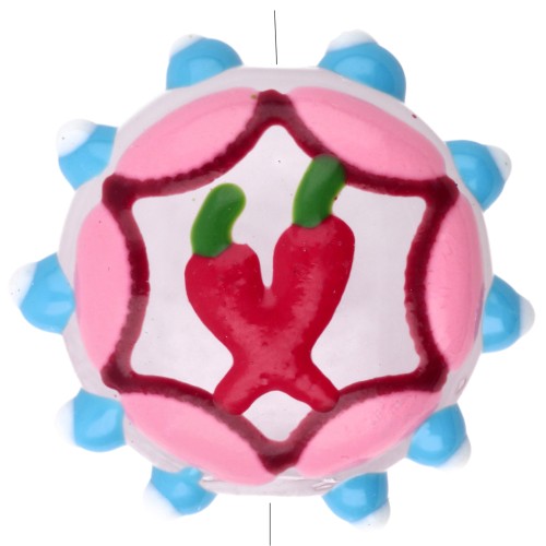 Perla rotonda in vetro appiattito 20 mm - motivo peperoncino - Rosa - Azzurro - Rosso x1