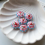 Perla rotonda in vetro appiattito 20 mm - motivo peperoncino - Rosa - Azzurro - Rosso x1