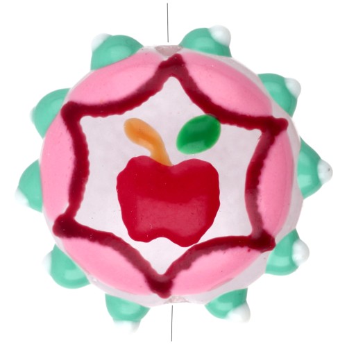 Perla rotonda in vetro appiattito 20 mm - Mela - Rosa - Verde acqua - Rosso x1