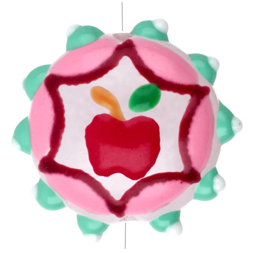 Perla rotonda in vetro appiattito 20 mm - Mela - Rosa - Verde acqua - Rosso x1