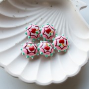 Perla rotonda in vetro appiattito 20 mm - Mela - Rosa - Verde acqua - Rosso x1