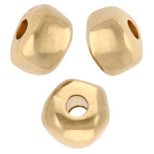 Perline tonde irregolari 5x3,5 mm - Dorate con oro fino x10