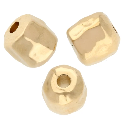 Perline tubolari irregolari martellate 5,5x5 mm - Dorate con oro fino x5