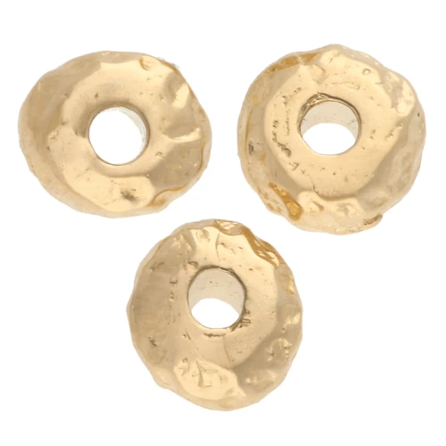 Perline rondelle irregolari testurizzate 5 mm - Placcate oro x10