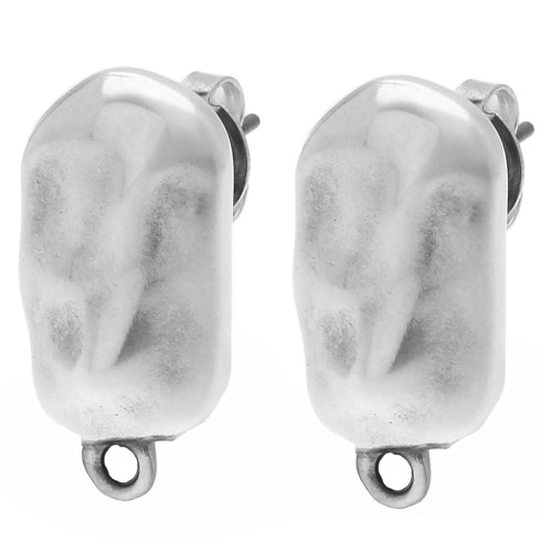 Borchie rettangolari irregolari martellate 20,5x11 mm - Impiallacciatura di argilla vecchia e fine x2