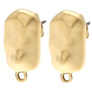 Orecchini a perno rettangolari irregolari martellati 20,5x11 mm - Doratura in oro fino x2