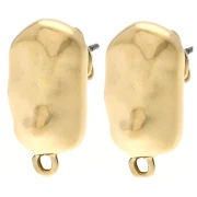 Orecchini a perno rettangolari irregolari martellati 20,5x11 mm - Doratura in oro fino x2