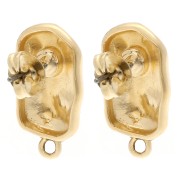 Orecchini a perno rettangolari irregolari martellati 20,5x11 mm - Doratura in oro fino x2