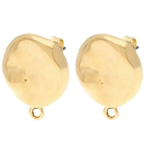 Orecchini tondi irregolari martellati 17,5 mm - Dorati con oro fino x2