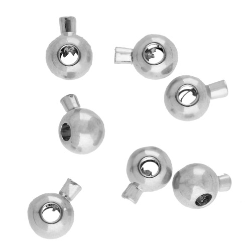 Perline rotonde schiacciabili 3 mm - 2 in 1 - Placcatura argento fino invecchiato x25