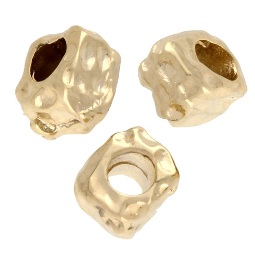 Perline quadrate irregolari martellate 4 mm - Dorate con oro fino x15