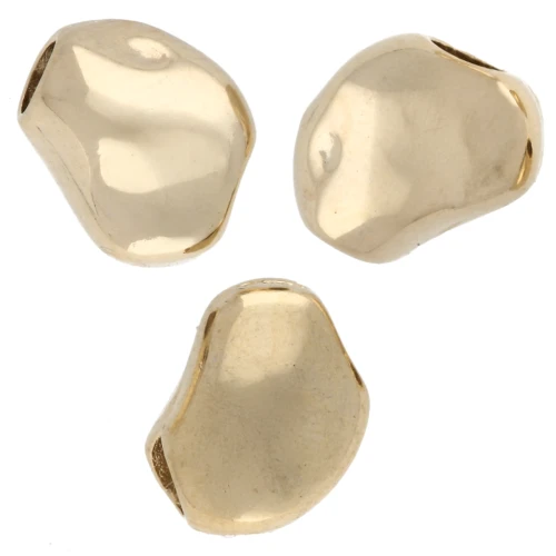 Perline irregolari 6x5 mm effetto stropicciato - Dorate con oro fino x10