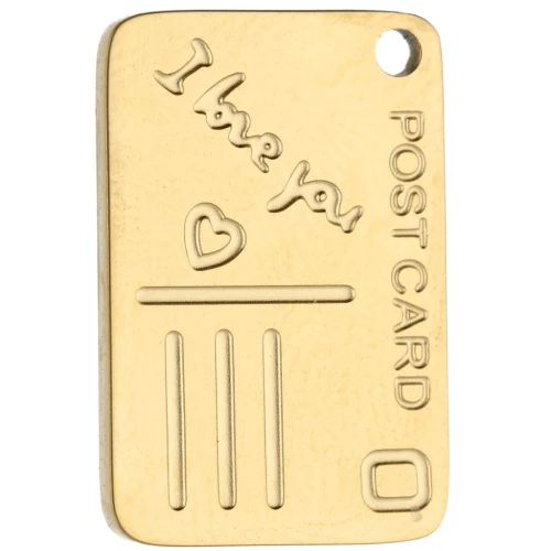 Ciondolo a cartolina 18x12 mm - Acciaio inossidabile 304 Gold x1