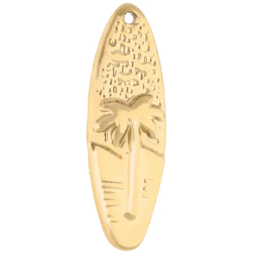 Ciondolo a forma di tavola da surf 31x10 mm - motivo tramonto - acciaio inossidabile 304 Gold x1