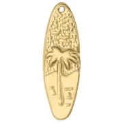 Ciondolo a forma di tavola da surf 31x10 mm - motivo tramonto - acciaio inossidabile 304 Gold x1