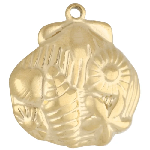 Ciondolo a conchiglia 21x20 mm motivo marino in rilievo - Acciaio inossidabile 304 Gold x1