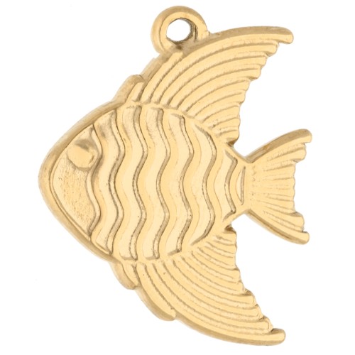 Ciondolo a forma di pesce 19x16 mm - Acciaio inossidabile 304 Gold x1