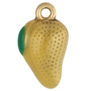 Ciondolo Mango 15x8,5 mm in resina epossidica - Acciaio inossidabile 304 Gold - Giallo x1