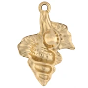 Ciondolo con conchiglia e imitazione di perla d'acqua dolce 30x21 mm - Acciaio inossidabile 304 Gold