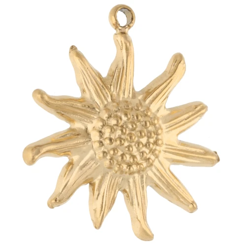 Ciondolo a forma di sole da 14 mm - Acciaio inossidabile 304 Gold x1