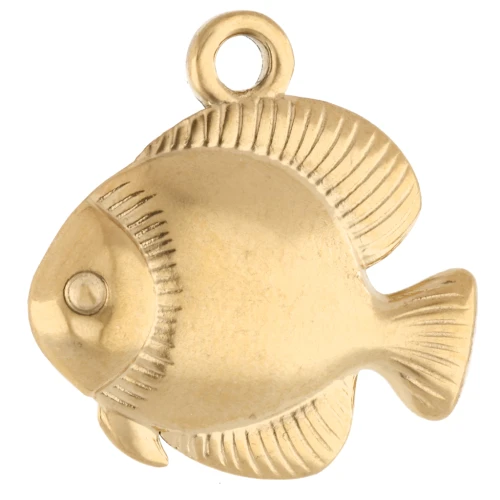 Ciondolo a forma di pesce 19 mm - Acciaio inossidabile 304 Gold x1