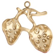 Ciondolo a forma di fragola 21x23 mm con resina epossidica - Acciaio inossidabile 304 Gold - Rosso