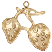 Ciondolo a forma di fragola 21x23 mm con resina epossidica - Acciaio inossidabile 304 Gold - Rosso