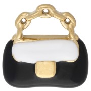 Ciondolo da borsetta 12 mm in resina epossidica - Acciaio inox 304 oro - Bianco - Nero x1