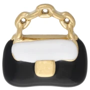 Ciondolo da borsetta 12 mm in resina epossidica - Acciaio inox 304 oro - Bianco - Nero x1