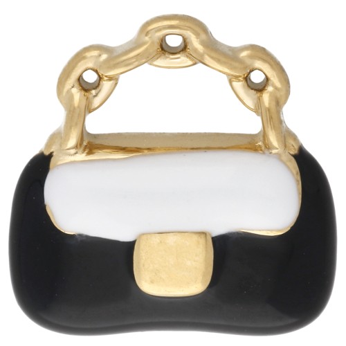 Ciondolo da borsetta 12 mm in resina epossidica - Acciaio inox 304 oro - Bianco - Nero x1