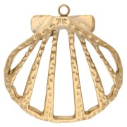 Ciondolo a conchiglia martellata traforata 29x28 mm - Acciaio inossidabile 304 Gold x1