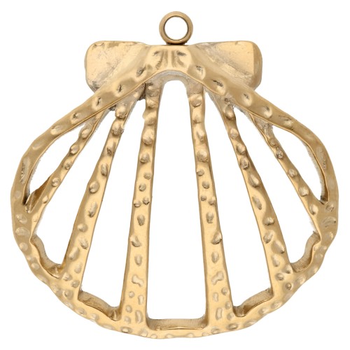 Ciondolo a conchiglia martellata traforata 29x28 mm - Acciaio inossidabile 304 Gold x1