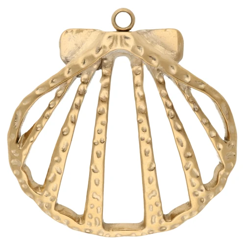 Ciondolo a conchiglia martellata traforata 29x28 mm - Acciaio inossidabile 304 Gold x1