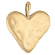 Charm a cuore martellato 19,5x17,5 mm - Acciaio inossidabile 304 oro x1