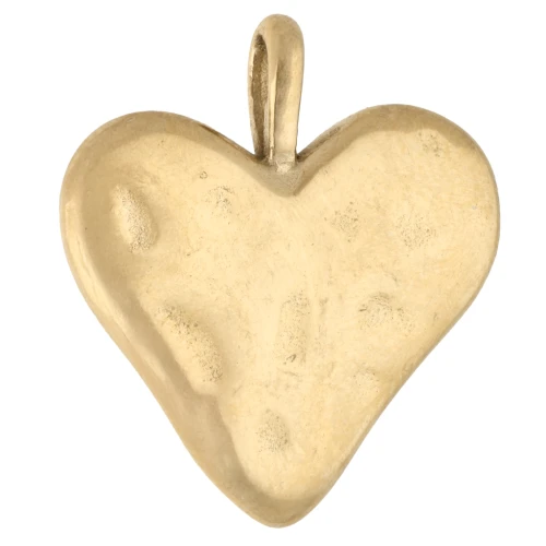 Charm a cuore martellato 19,5x17,5 mm - Acciaio inossidabile 304 oro x1