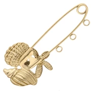 Spilla di sicurezza da 45 mm con conchiglie - 3 anelli - Acciaio inossidabile 304 Gold