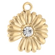 Ciondolo a fiore da 15 mm con strass - Acciaio inossidabile 304 Gold - Cristallo x1|raw }}