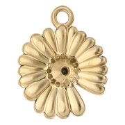 Ciondolo a fiore da 15 mm con strass - Acciaio inossidabile 304 Gold - Cristallo x1