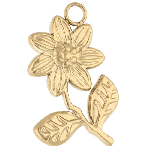 Ciondolo a fiore 24x16 mm - Acciaio inossidabile 304 Gold x1