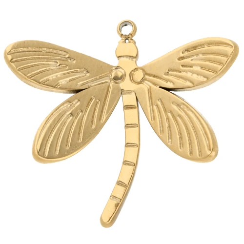 Ciondolo a forma di libellula 20x22 mm - Acciaio inossidabile 304 Gold x1