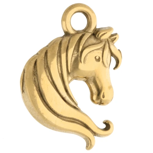 Ciondolo a testa di cavallo 14x12 mm - Acciaio inossidabile 304 Gold x1