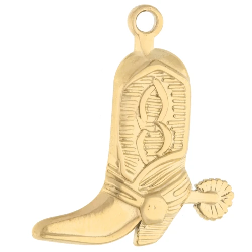 Ciondolo stivale da cowboy 24x21 mm - Acciaio inossidabile 304 Gold x1