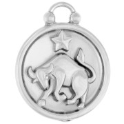 Ciondolo rotondo reversibile 17 mm segno zodiacale Toro - Acciaio inossidabile 304 x1