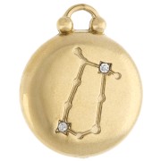 Ciondolo rotondo reversibile 17 mm segno zodiacale Gemelli - Acciaio inossidabile 304 Gold x1