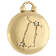 Ciondolo rotondo reversibile 17 mm segno zodiacale Gemelli - Acciaio inossidabile 304 Gold x1