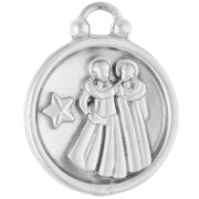 Ciondolo rotondo reversibile 17 mm segno zodiacale Gemelli - Acciaio inossidabile 304 x1