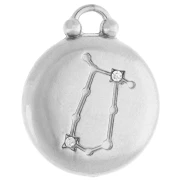 Ciondolo rotondo reversibile 17 mm segno zodiacale Gemelli - Acciaio inossidabile 304 x1